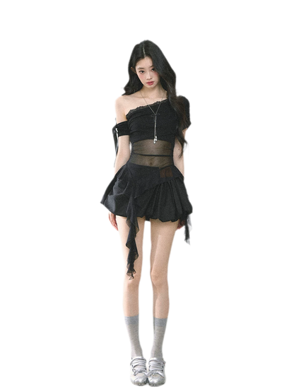 Sheer Asymmetric Mesh Tee