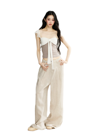 Faux Layered Bow Knit Tee