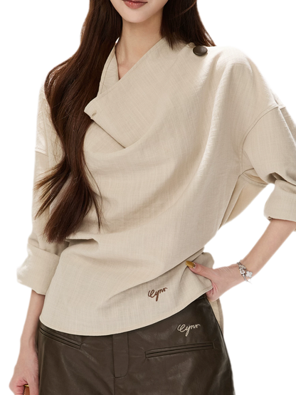 Textured Draped Oversized Shirt