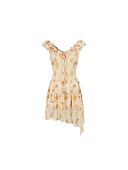 Shadow French Vintage Floral Ruffle Dress