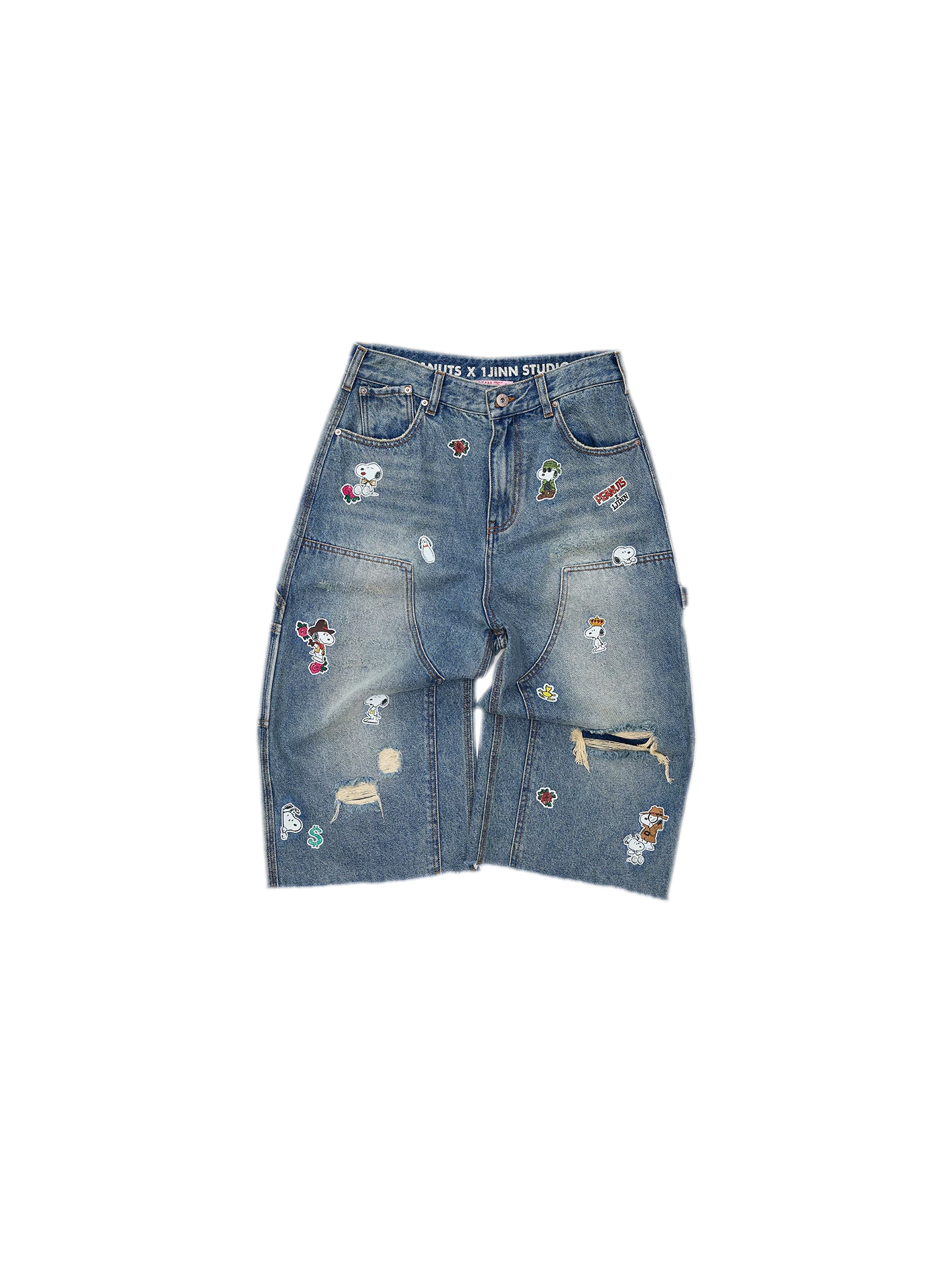 Washed Distressed Cropped Jeans