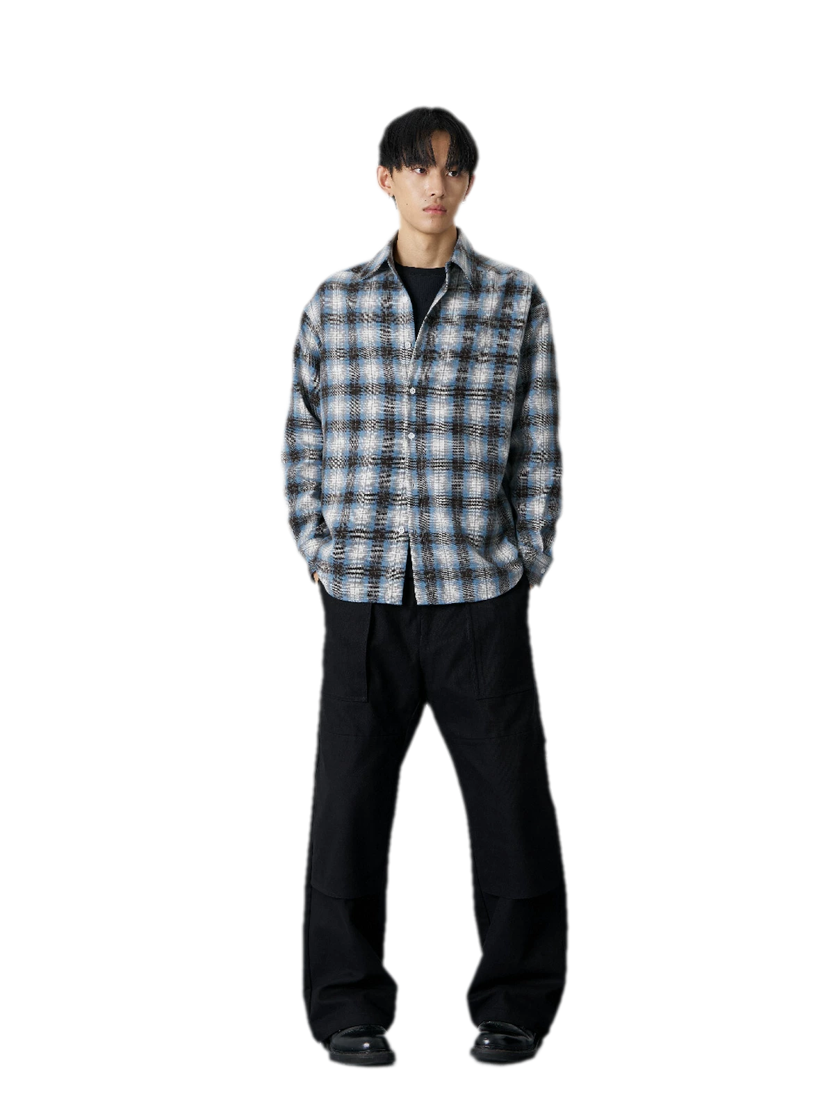 Textured Yarn-Dyed Plaid Overshirt
