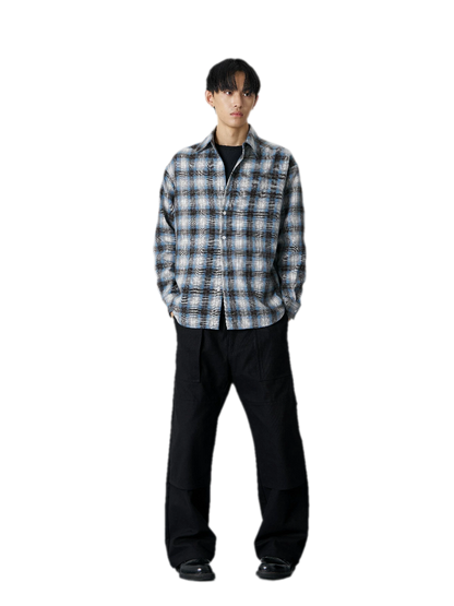 Textured Yarn-Dyed Plaid Overshirt