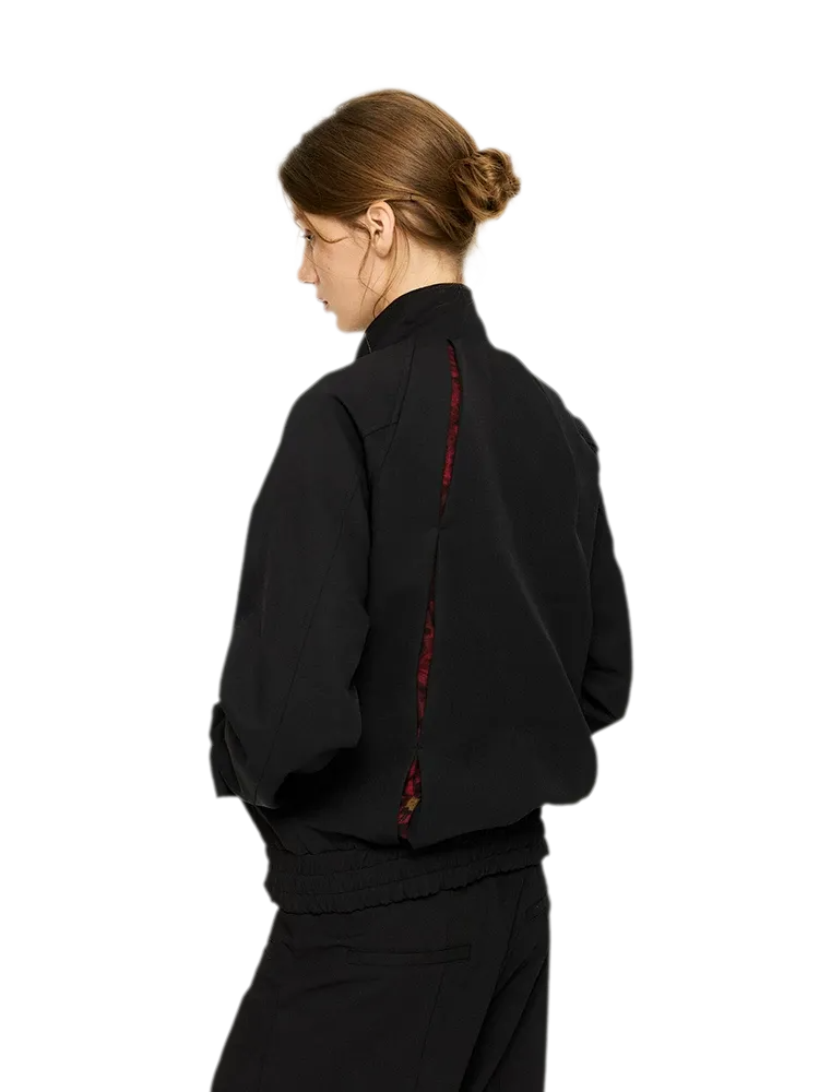 Textured Contrast Harrington Jacket
