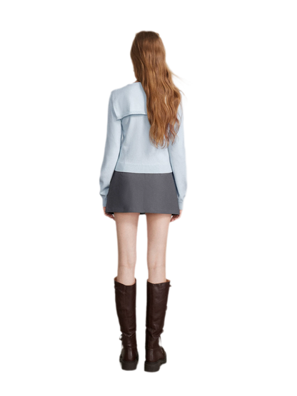 Textured Sailor Collar Sweater