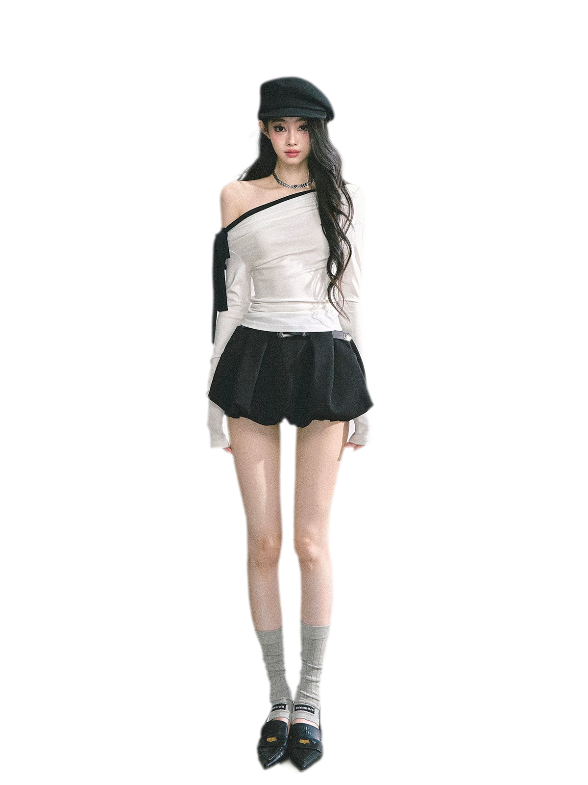 Asymmetrisches gerafftes Crop-T-Shirt
