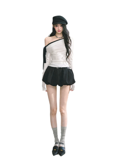 Asymmetrisches gerafftes Crop-T-Shirt