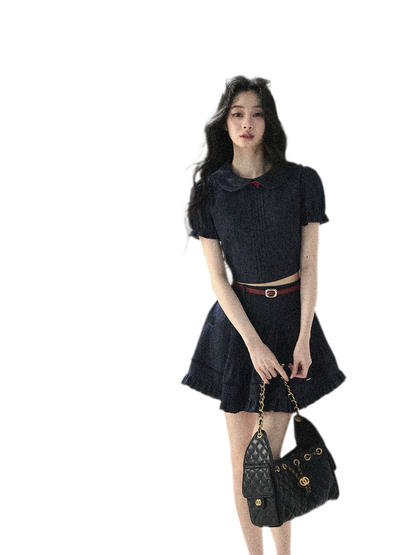 Seaside Pintuck Denim Set