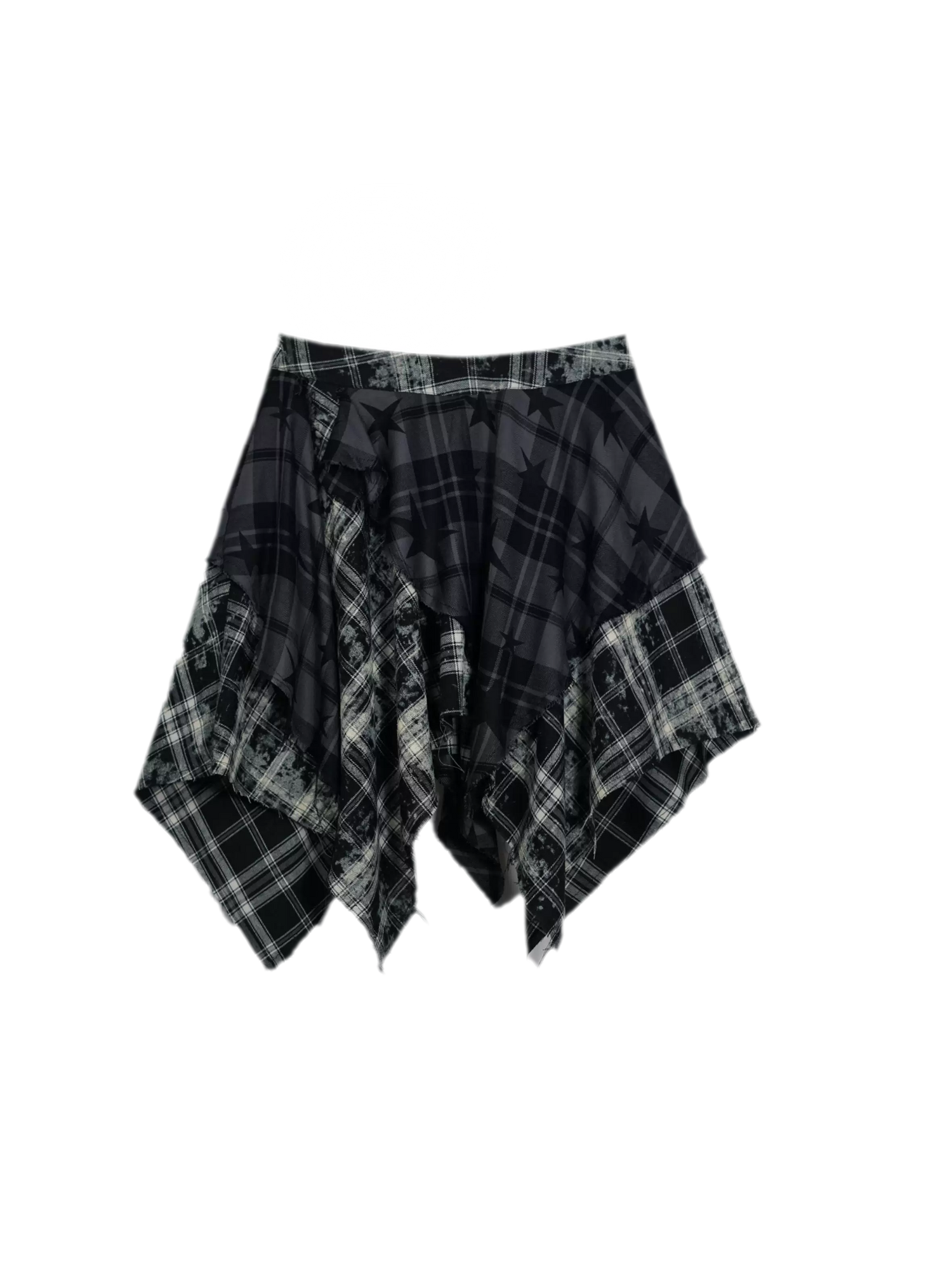 Star Plaid Raw-Edge Skirt