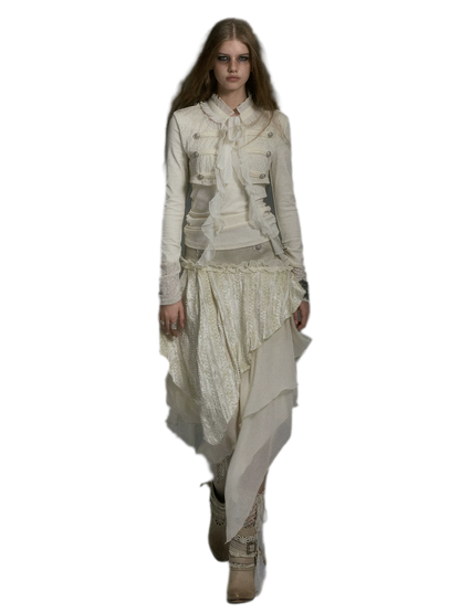 Blouse met getextureerd ruchespaneel