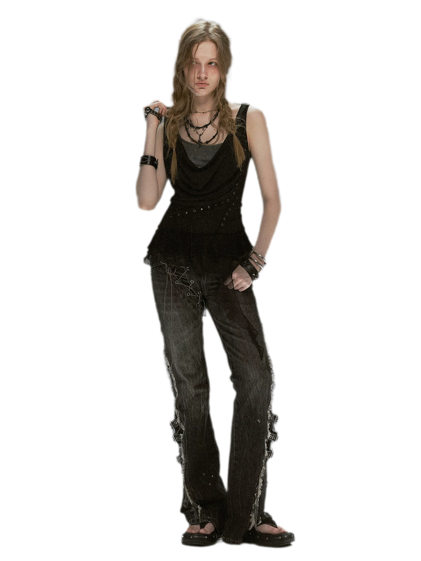 Dyed Chiffon Cowl Tank