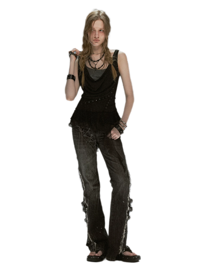 Dyed Chiffon Cowl Tank