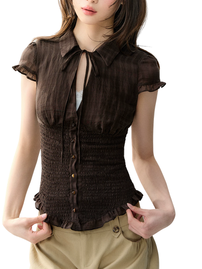 Original Mulberry Silk Lyocell Shirred Waist Blouse