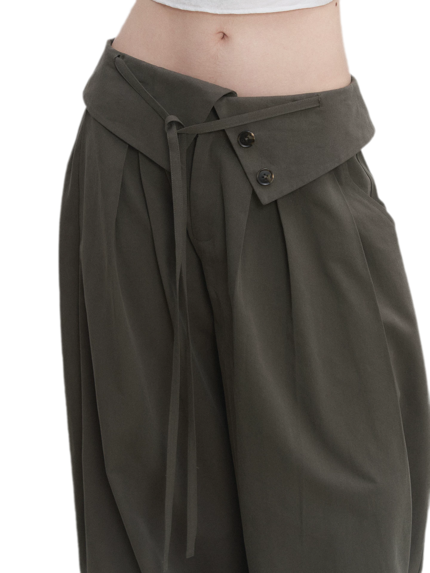 Lyocell Pleated Wide-Leg Trousers