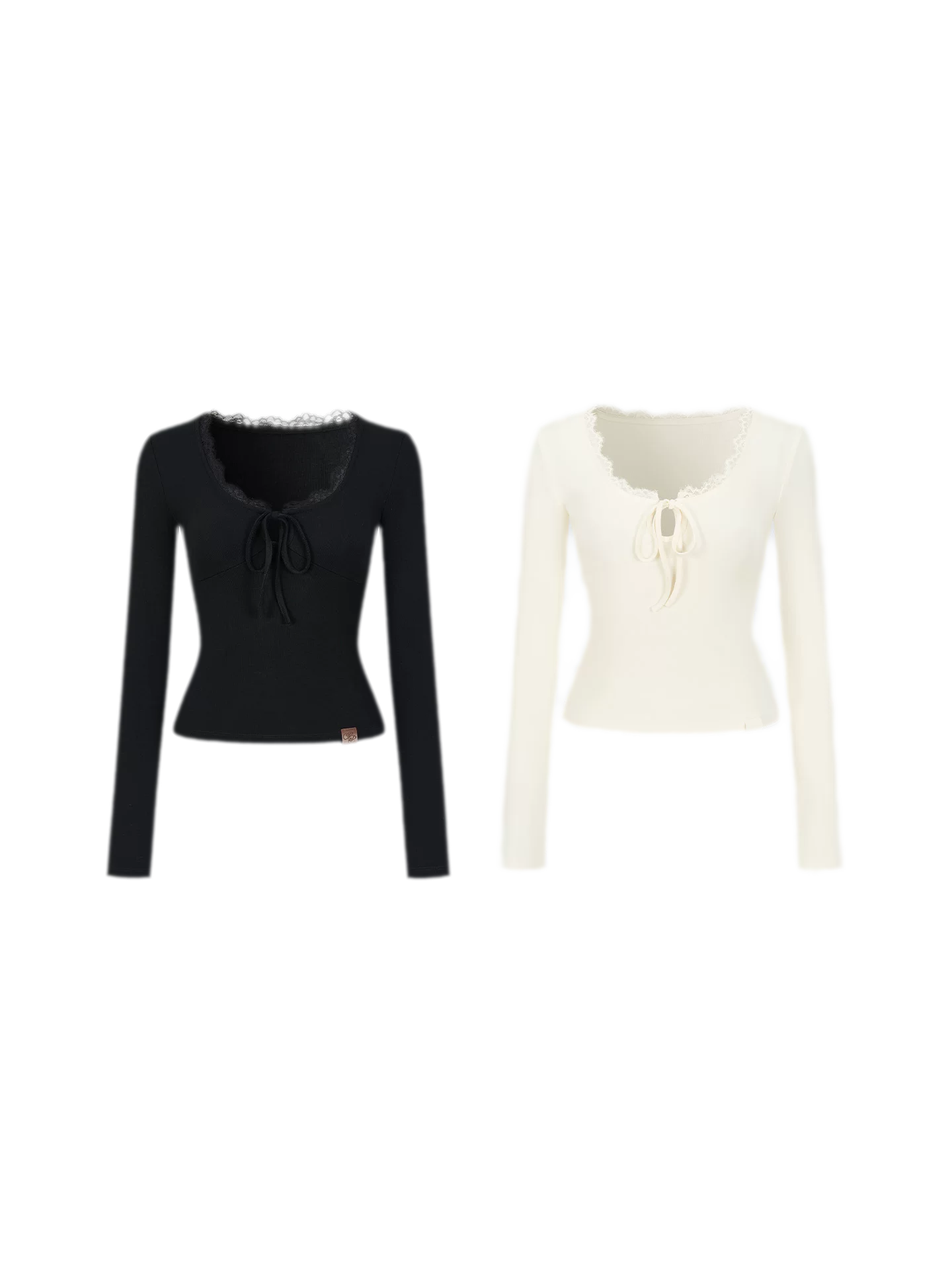 Ribbed Lace Tie Knit Top