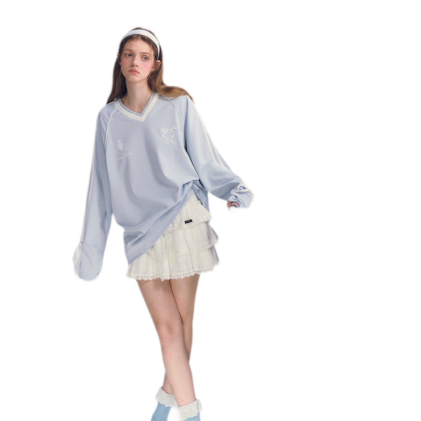 Colorblock Bow Embroidered Tee