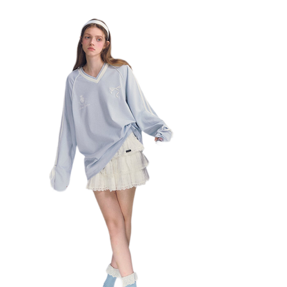 Colorblock Bow Embroidered Tee