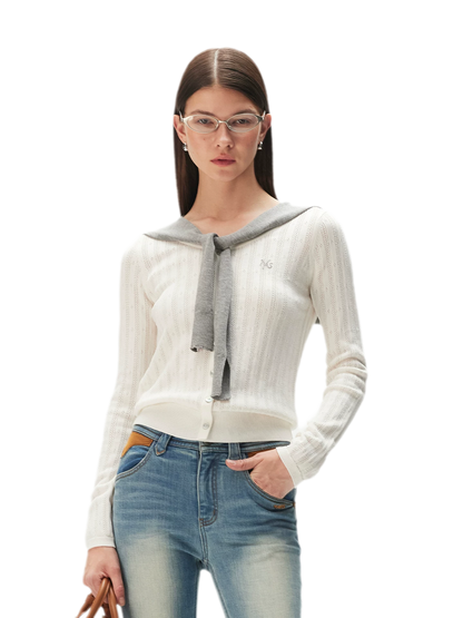 Textured Openwork Knit Cardigan