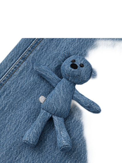 Bear Print Denim Pants