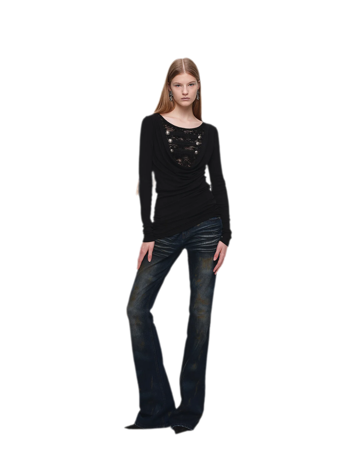 Velvet Lace Cowlneck Dress