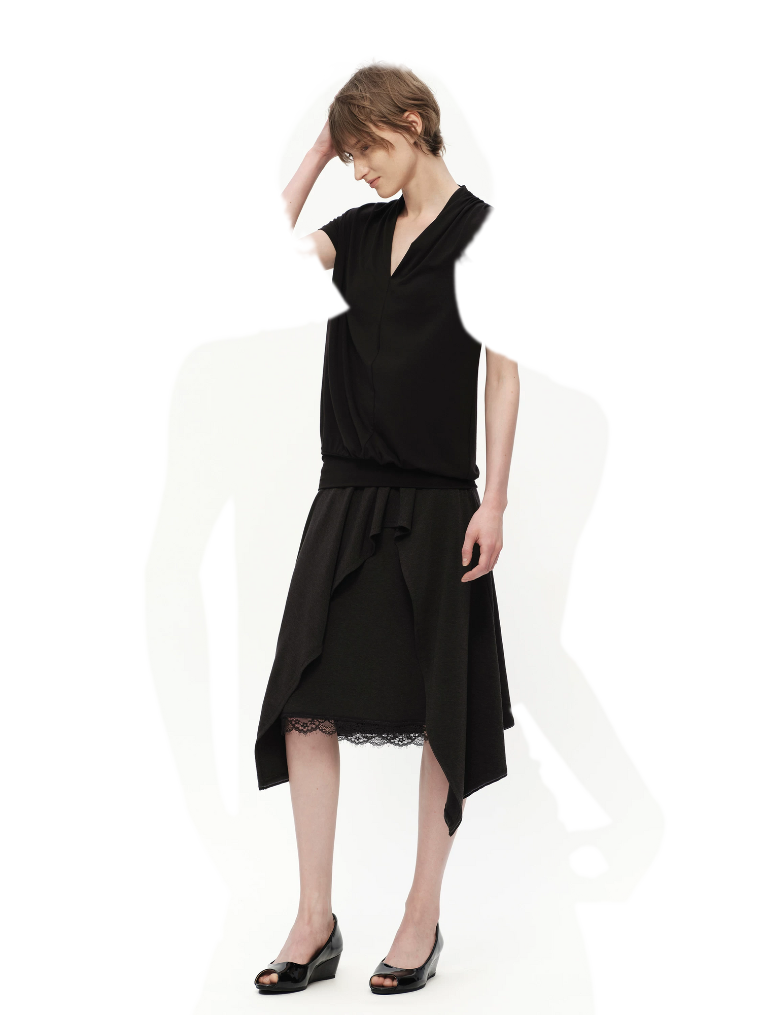 Lyocell Asymmetric Lace Skirt