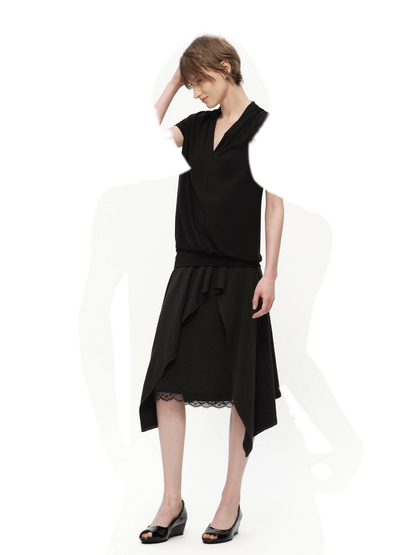 Lyocell Asymmetric Lace Skirt