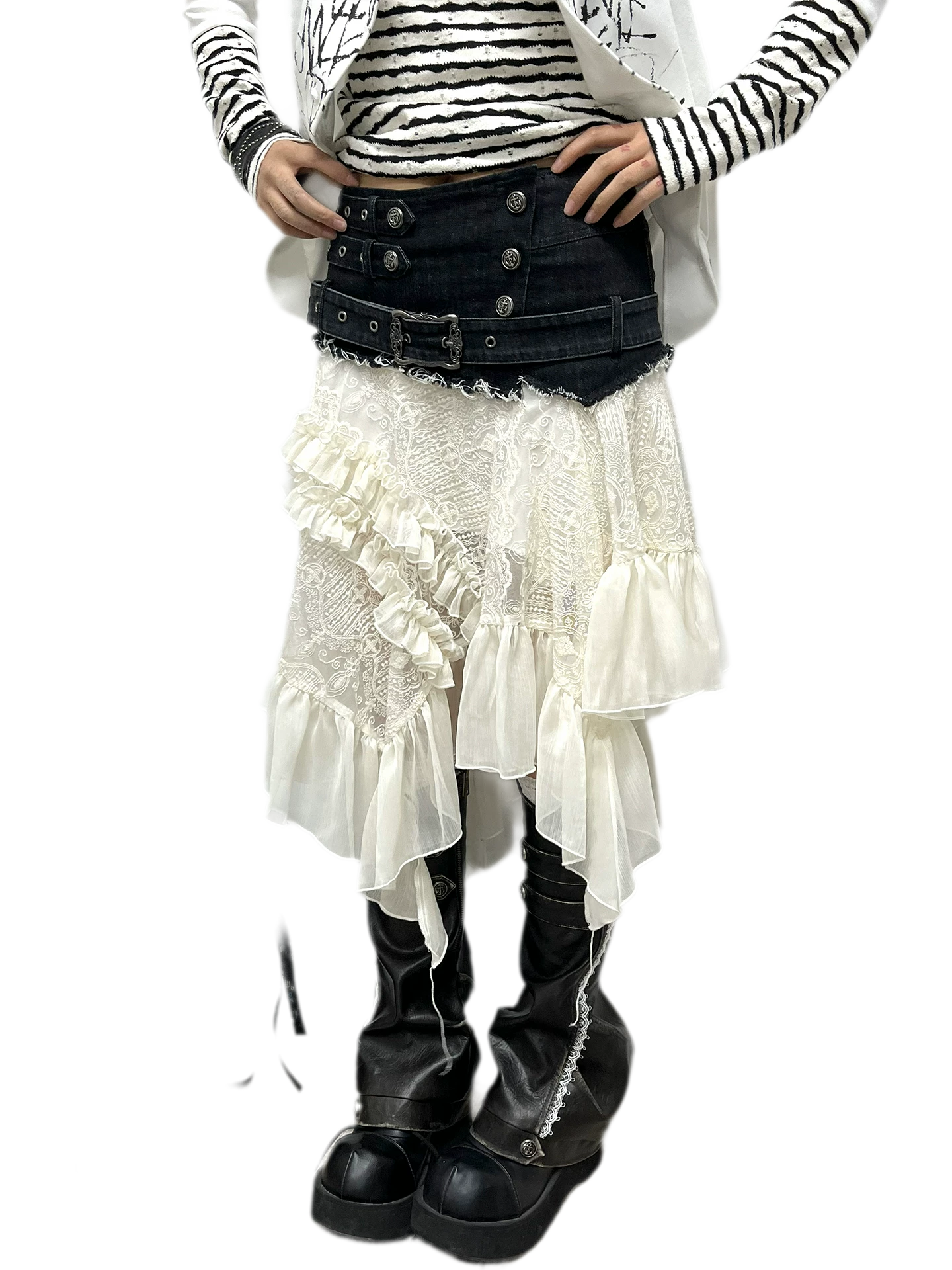 Lace Patchwork Tulle Skirt