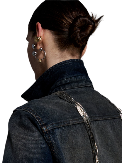 Reconstructed Series Gold and Silver Ball Earrings