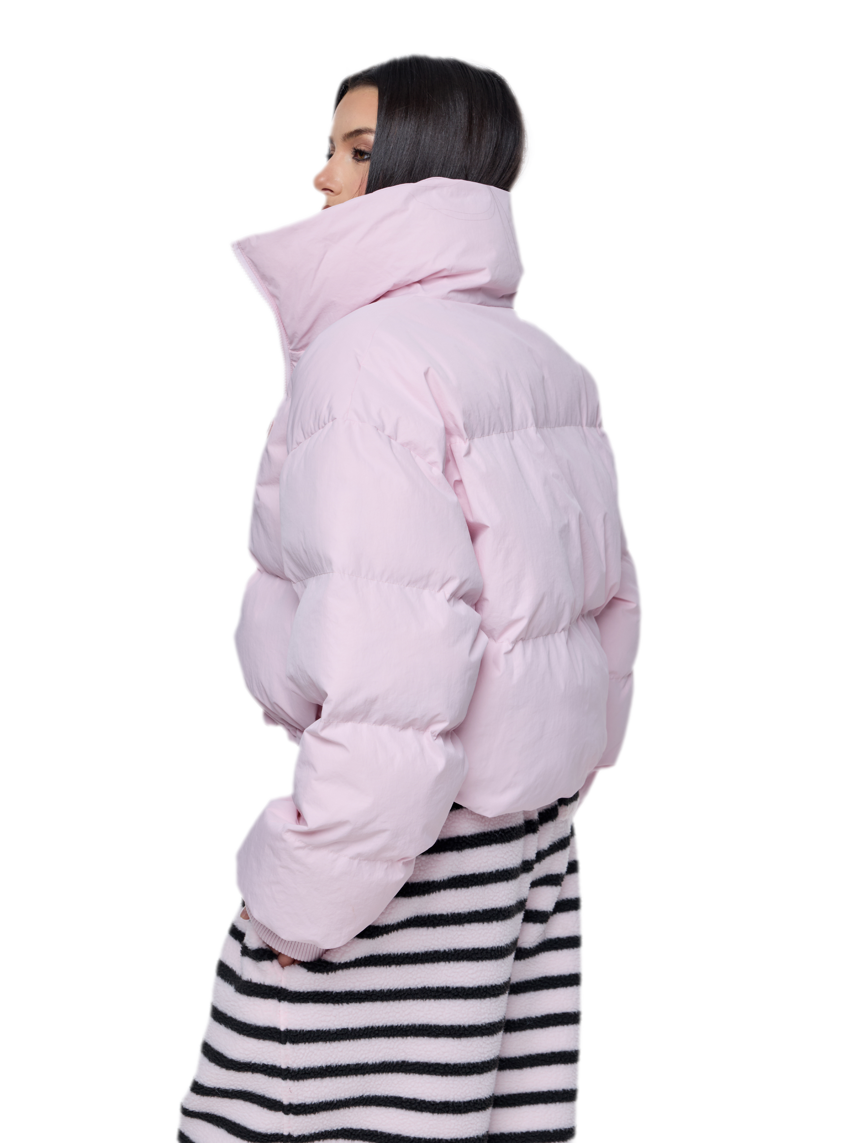 Pink Cropped Puffer Jacket