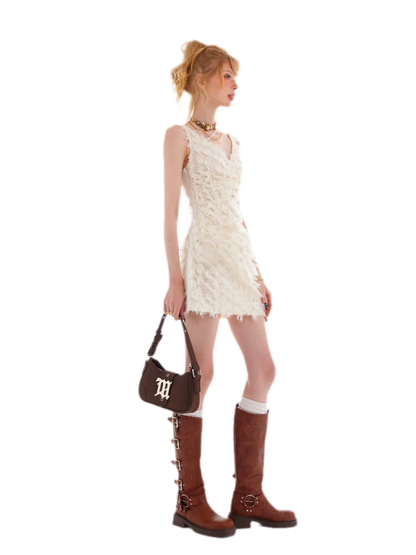 Feather Fringe Mini Dress