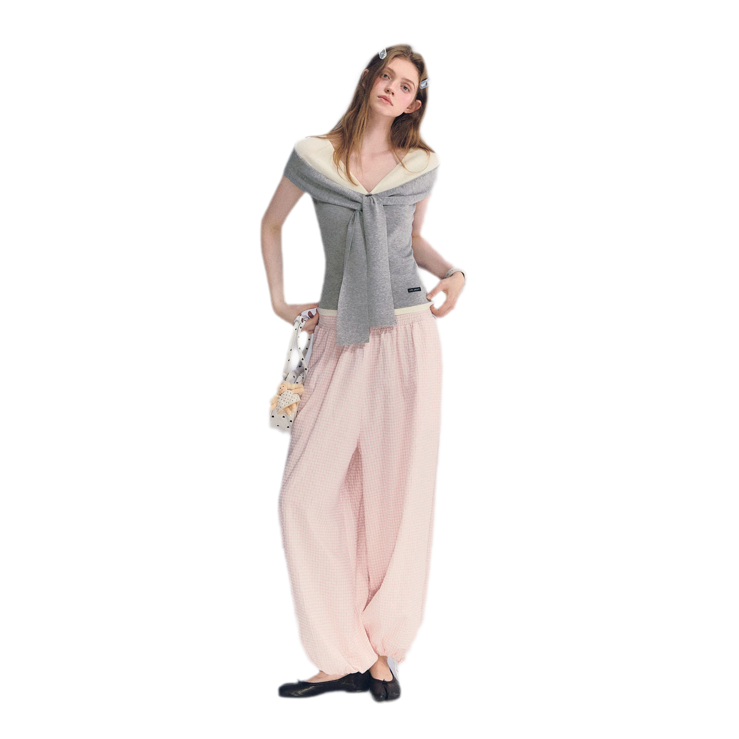 Colorblock Off-Shoulder Tee