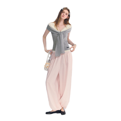 Colorblock Off-Shoulder Tee