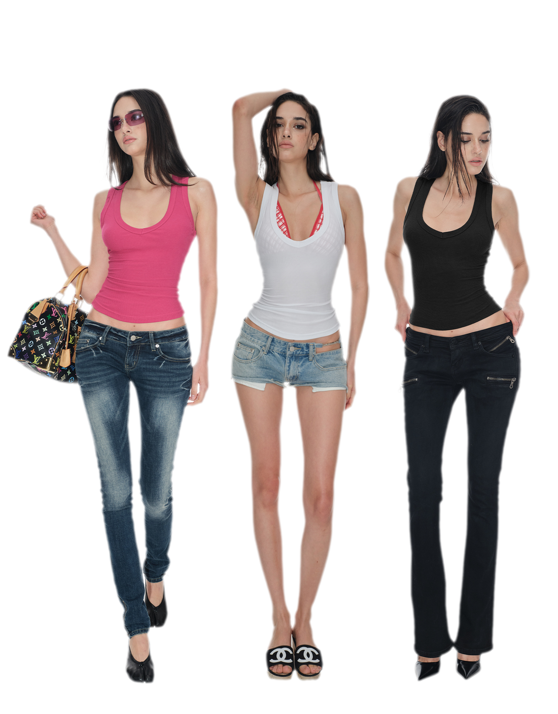 Ribbed Slim V-Neck Tank