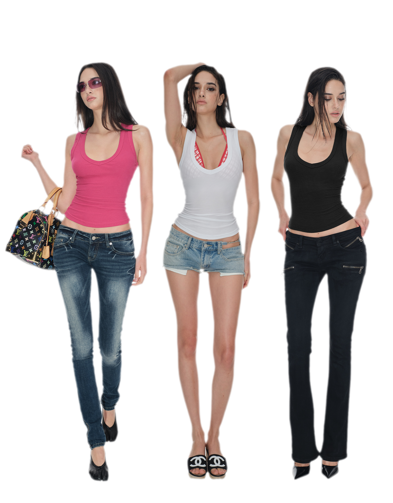 Ribbed Slim V-Neck Tank