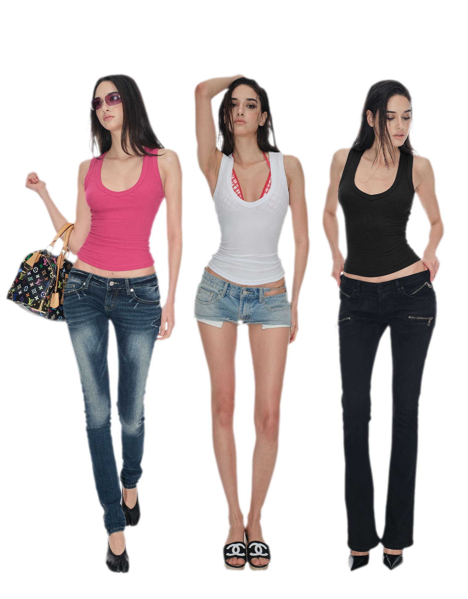 Ribbed Slim V-Neck Tank