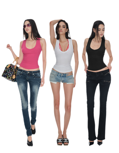 Ribbed Slim V-Neck Tank