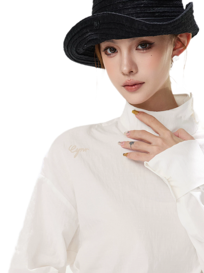 Lyocell Mock-Neck Waist Shirt