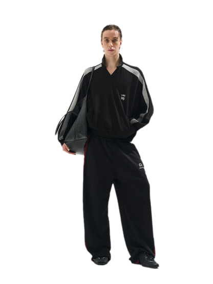 Contrast Polo Panel Sweatshirt