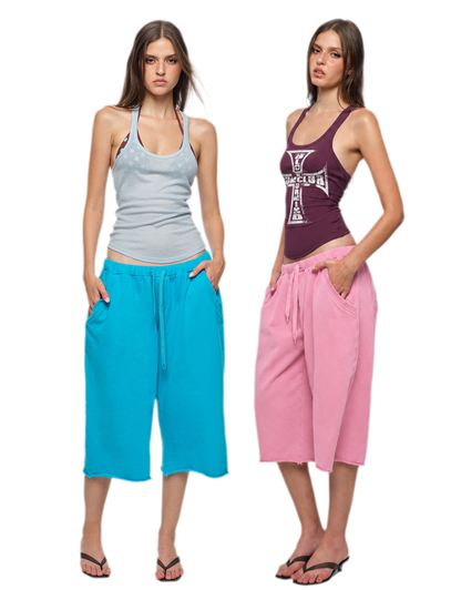 Wide-Leg Cropped Sweatpants