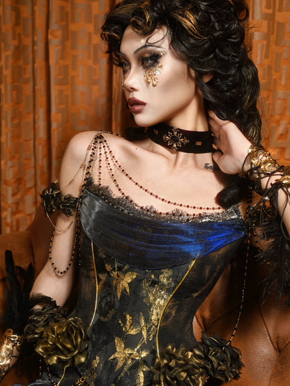 Gold Jacquard Sculptural Corset