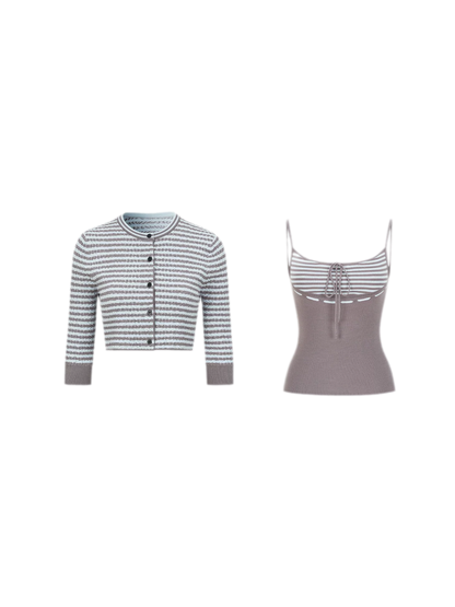 Textured Stripe Knit Set