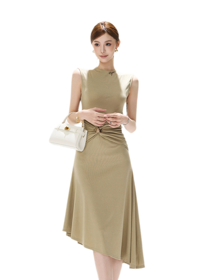 Twist Waist Asymmetric Dress