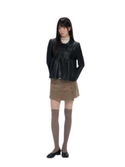 Corduroy High-Waist Mini Skort