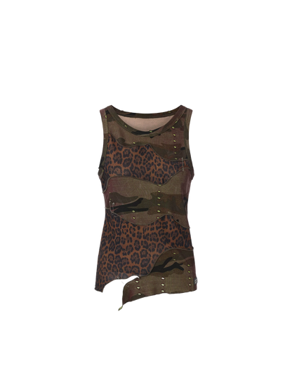 Lightweight Patchwork Leopard Camouflage Tank Top