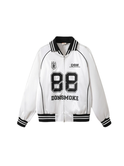 Glossy Cropped Baseball Jacket