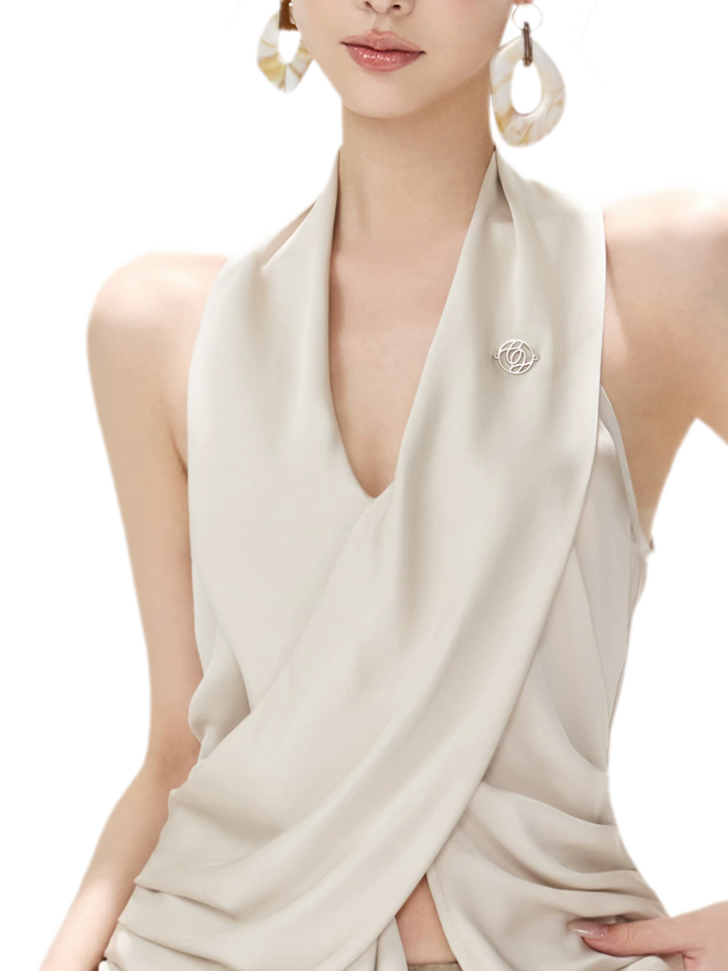 Satin Cross Halter Top