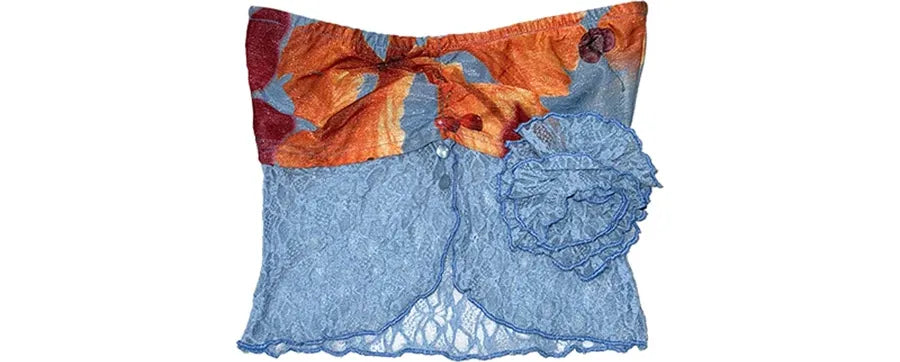 Printed Lace Bandeau Top