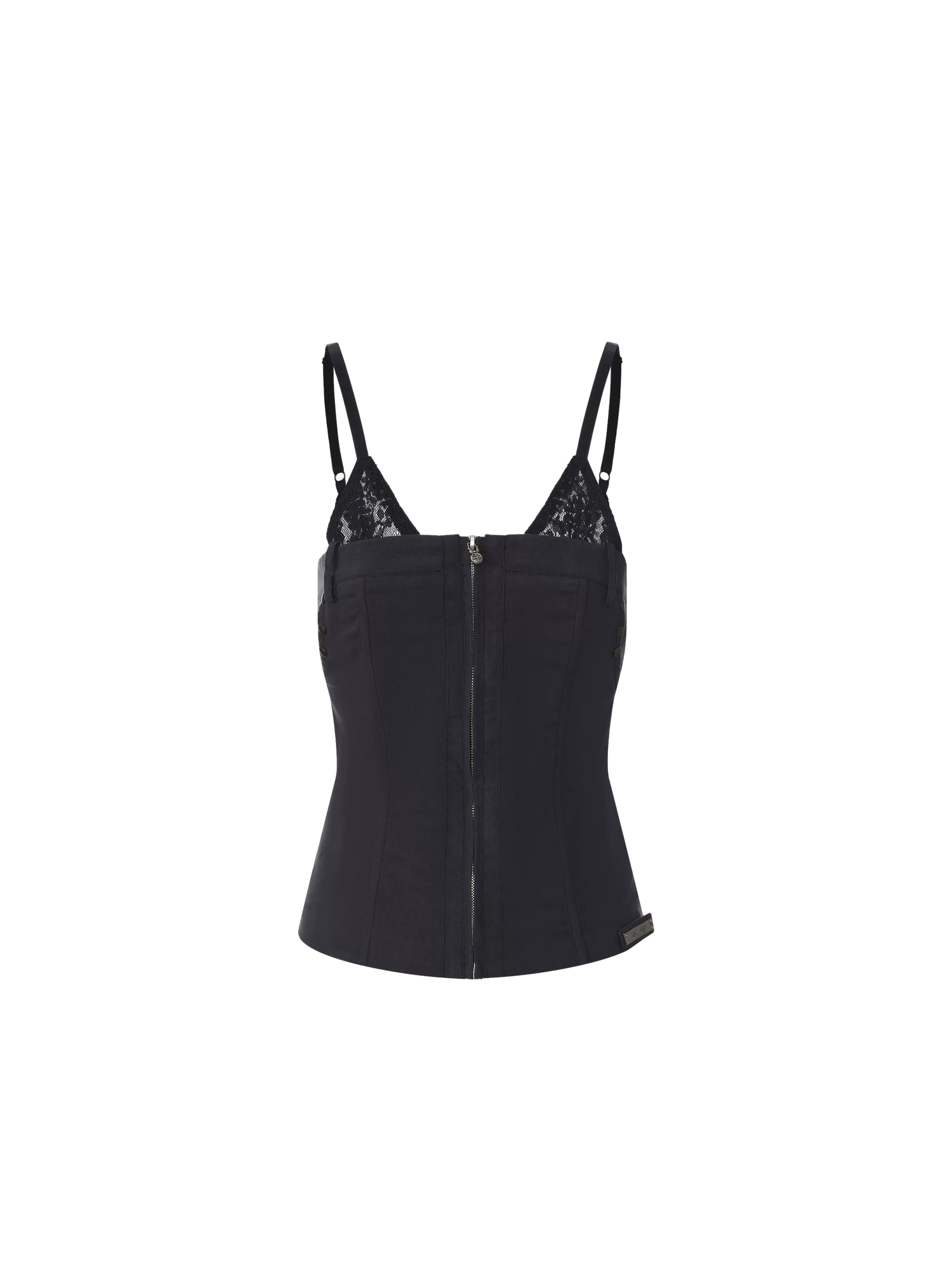 Lace Spliced Waist-Cinched Camisole