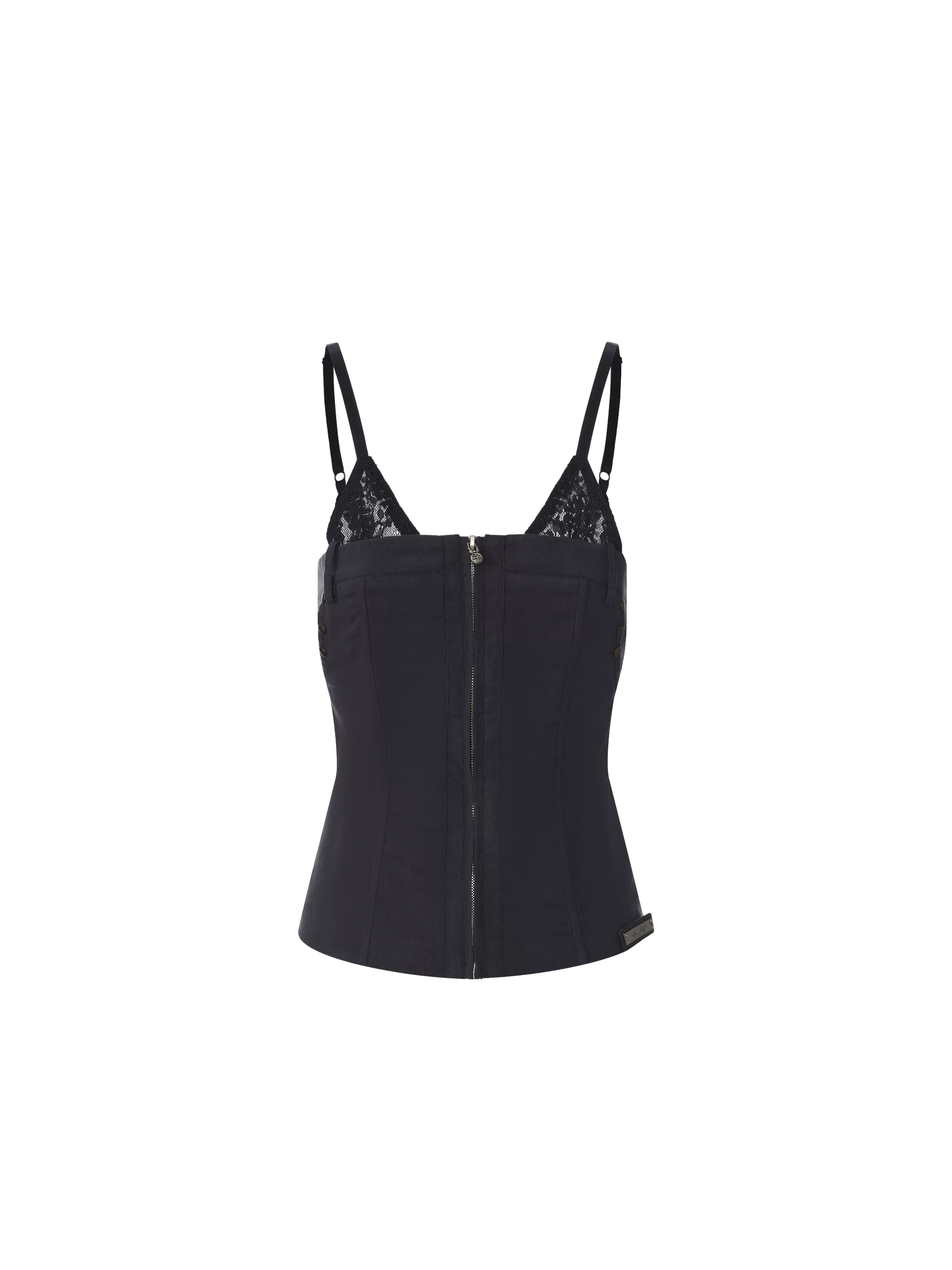 Lace Spliced Waist-Cinched Camisole