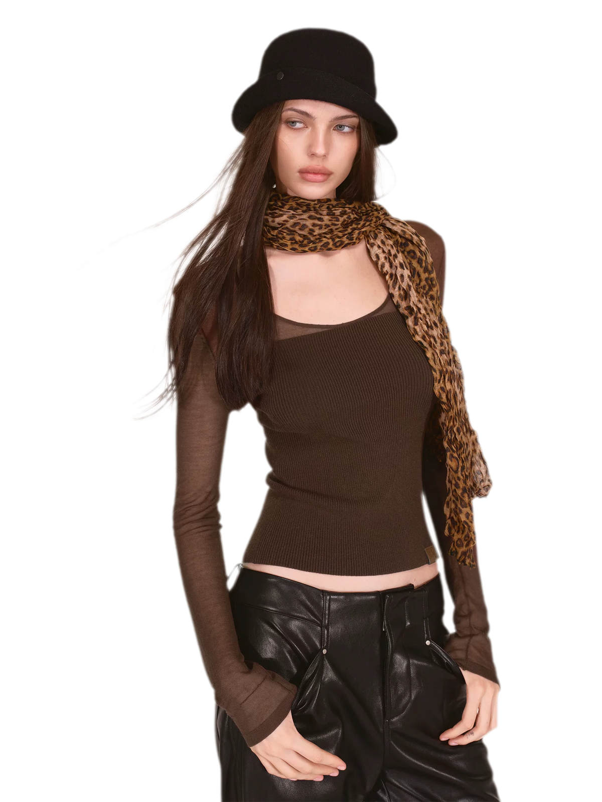 Crinkled Leopard Print Scarf